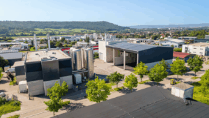 Das Holzheizwerk Schwäbisch Hall von oben
